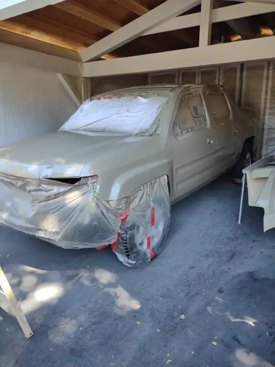 Truck masked and painted
